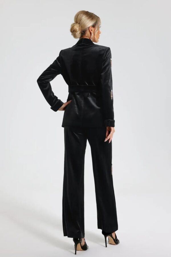 Velvet Diamond embellished blazer 2 Piece in black