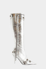 Shilia Zip Knee-high Boots - Silver