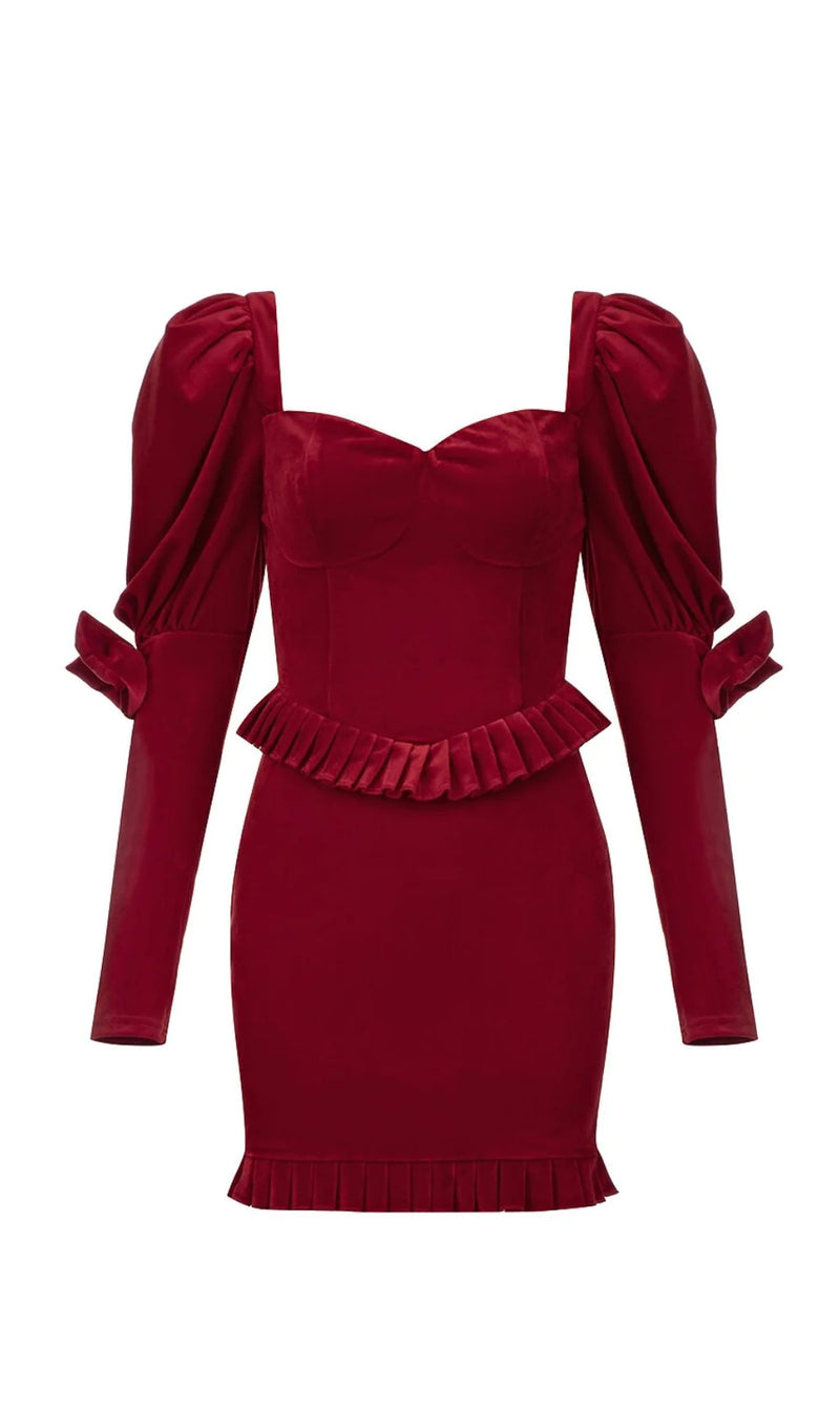 Velvet Puff Sleeve Bodycon Dress  Vestido apertado, Vestido de veludo  vermelho, Vestido de veludo