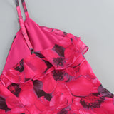 FLORAL RUFFLE MAXI DRESS IN HOT PINK