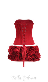 CLEGG RED CORSET FLOWER TWO-PIECE SET