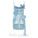 ELVIRA SEQUIN BOW SLEEVELESS MINI DRESS IN BLUE