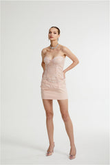 BELT LOOPS MESH MINI DRESS IN PINK