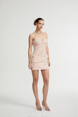 BELT LOOPS MESH MINI DRESS IN PINK