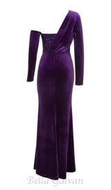 CHOU PURPLE VELVET SEQUIN MAXI DRESS