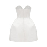 STRAPLESS BUSTIER MINI DRESS IN WHITE