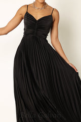 Naira Pleated Maxi Dress in Black