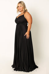 Naira Pleated Maxi Dress in Black