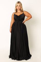 Naira Pleated Maxi Dress in Black