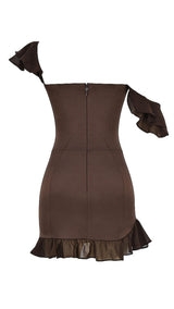 RUFFLE CORSET MINI DRESS IN CHOCOLATE Dresses styleofcb 