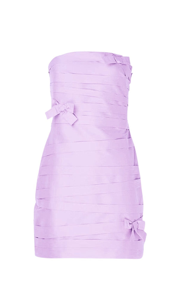 BOW-EMBELLISHED MINI DRESS IN LILAC