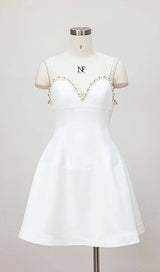 PEARL EMBELLISHED HTM MINI DRESS IN WHITE DRESS STYLE OF CB 