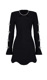RHINESTONE BOW-EMBELLISHED MINI DRESS IN BLACK DRESS styleofcb 