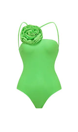 FLOWER DECOR BACKLESS ONE PIECE SWIMSUIT