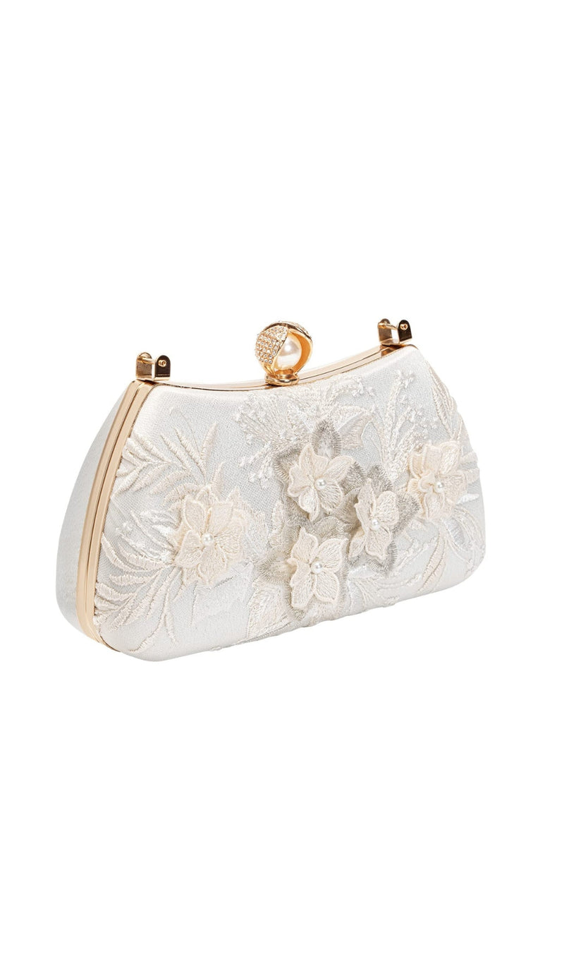 FLORAL LACE PEARL CLUTCH