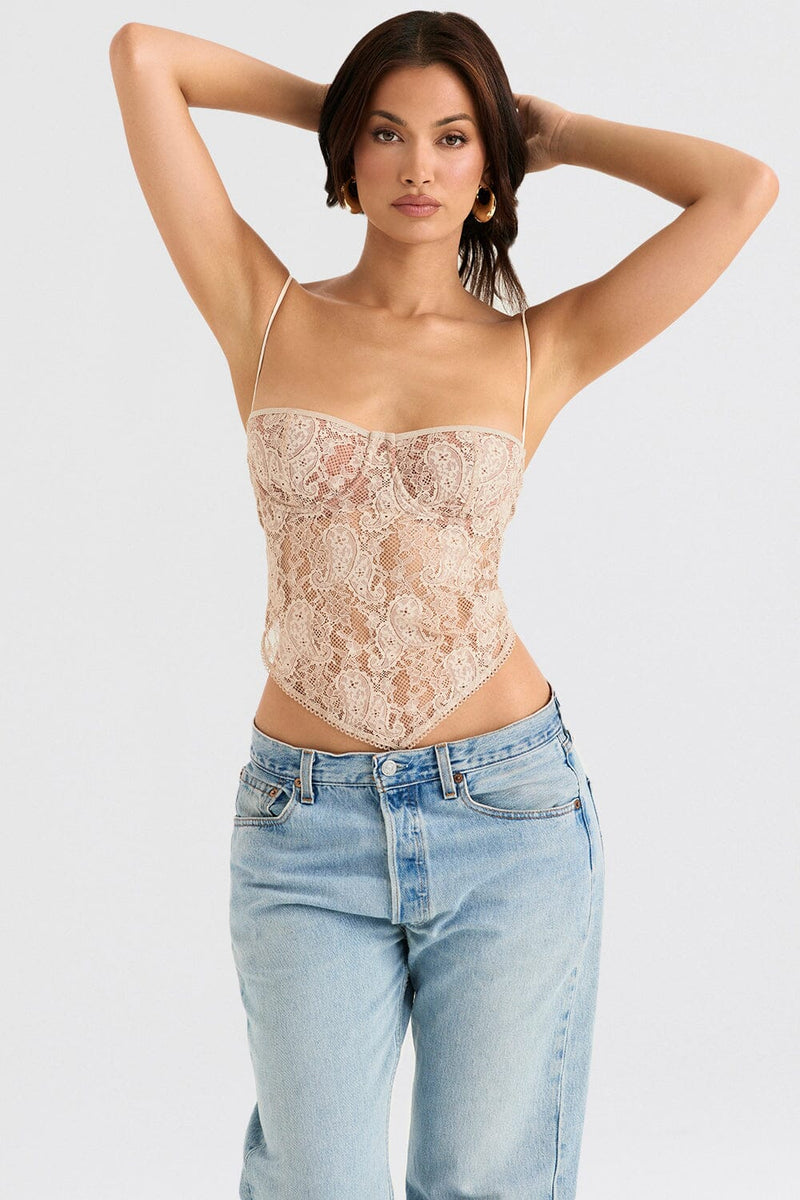 TOP IN PIZZO PAISLEY CREMA 