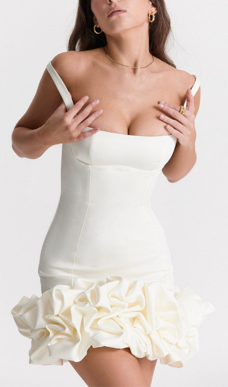 Elegant Sleeveless Ruffle Hem Mini Dress,White Homecoming Dress Y2261 –  Simplepromdress