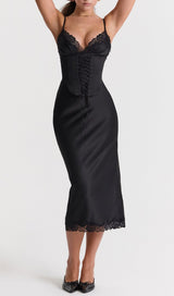 BLACK SATIN SLIP DRESS styleofcb 