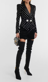 POLKA-DOT EMBELLISHED VELVET BLAZER