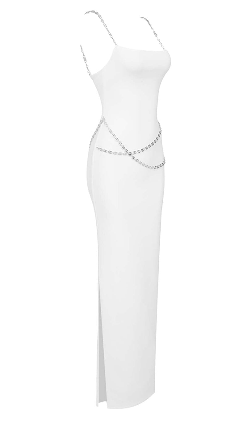 CRYSTAL STRAPPY BANDAGE MAXI DRESS IN WHITE DRESS sis label 