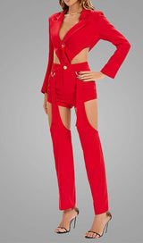 CUTOUT BACKLESS THREE PIECE SET IN RED DRESS STYLE OF CB 