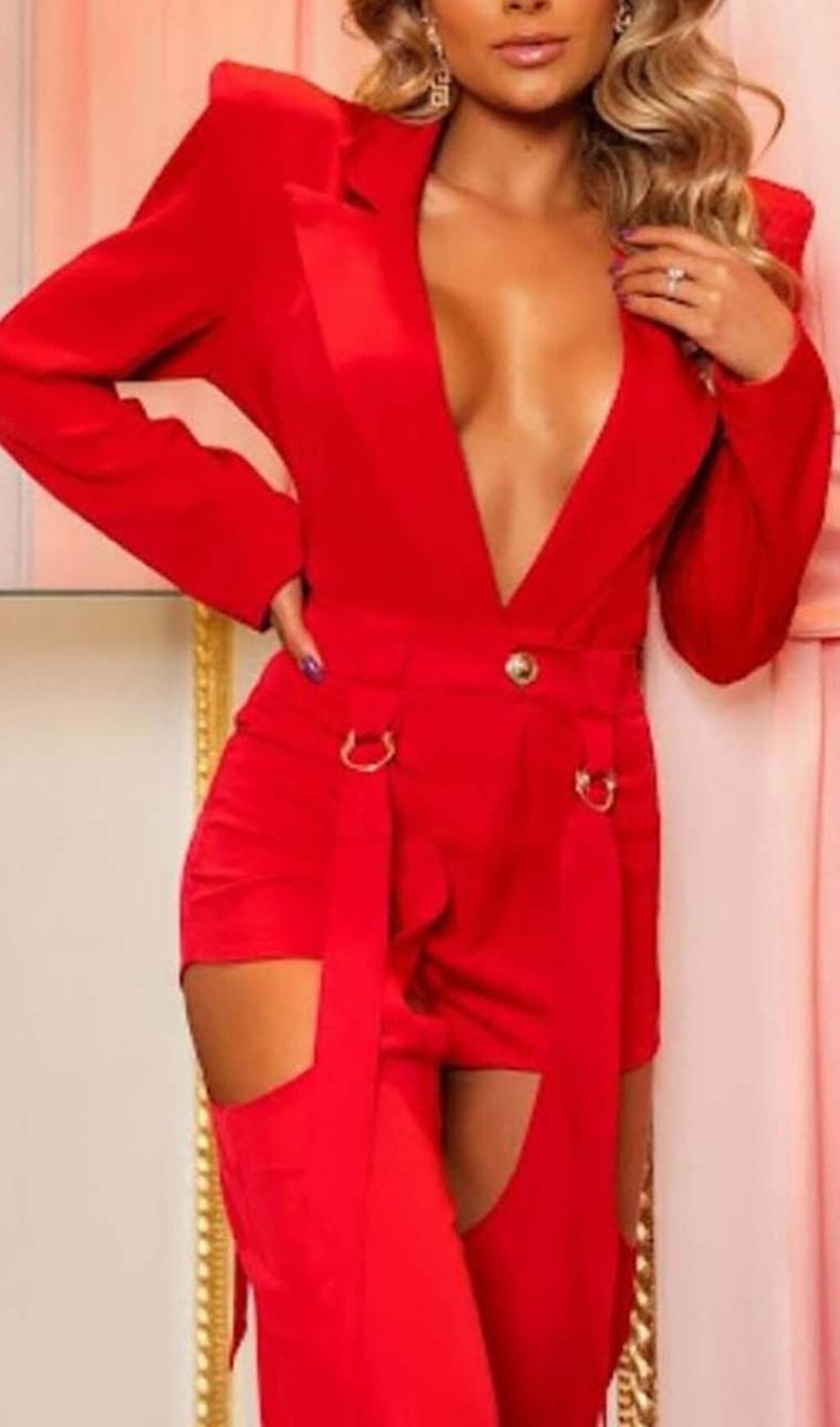 CUTOUT BACKLESS THREE PIECE SET IN RED DRESS STYLE OF CB 