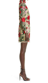 FLORAL EMBROIDERY HIGH MINI DRESS DRESS STYLE OF CB 