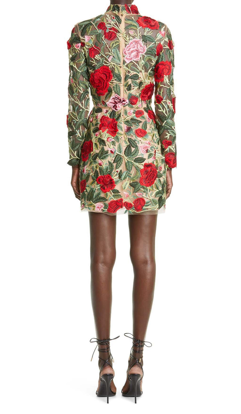 FLORAL EMBROIDERY HIGH MINI DRESS DRESS STYLE OF CB 