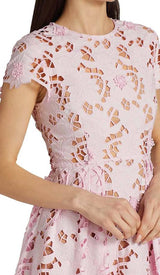 FLORAL LACE EMBROIDERED MIDI DRESS IN PINK DRESS STYLE OF CB 