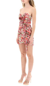 FLORAL APPLIQUE RUFFLED MINI DRESS IN RED DRESS STYLE OF CB 