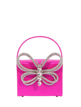 CRYSTAL BUTTERFLY CLUTCH IN HOT PINK