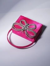 CRYSTAL BUTTERFLY CLUTCH IN HOT PINK