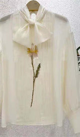 LANTERN SLEEVE EMBROIDERY TWO PIECE SET IN WHITE DRESS STYLE OF CB 