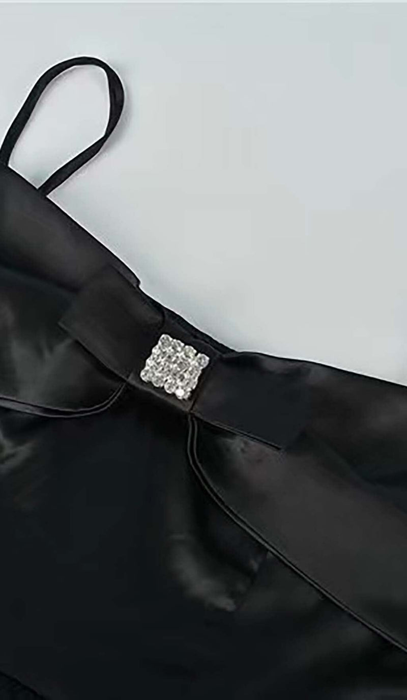 LAYERED BOW-EMBELLISHED MAXI DRESS IN BLACK DRESS styleofcb 