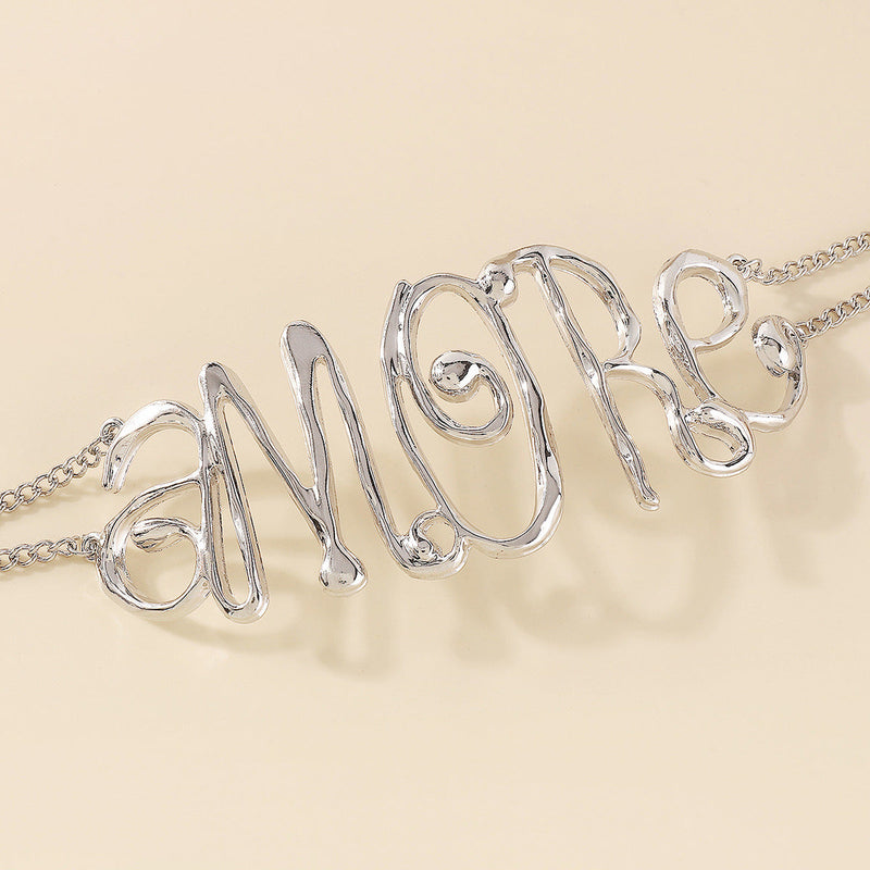 SILVER EXAGGERATED LETTER CHOKER