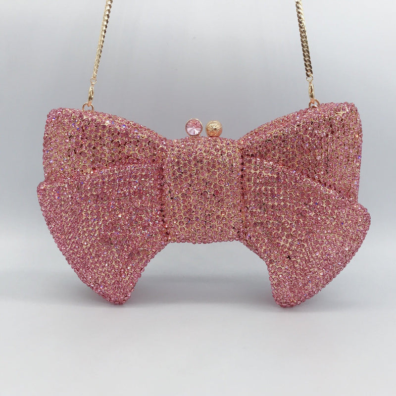 SHERAH CRYSTAL BOW BAG IN PINK