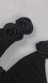 PLUNGING HALTER NECKLINE MAXI DRESS IN BLACK