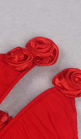 PLUNGING HALTER NECKLINE MINI DRESS IN RED