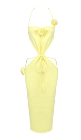 RIBBED CUT OUT MIDI DRESS IN YELLOW DRESS styleofcb 