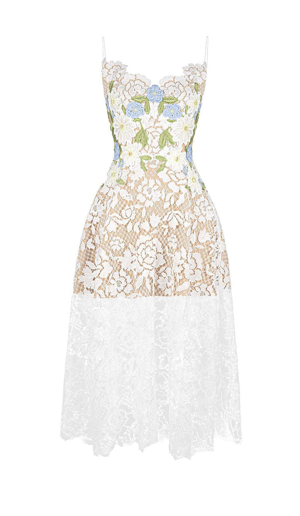 ROSES LACE A-LINE MIDI DRESS IN WHITE DRESS STYLE OF CB 