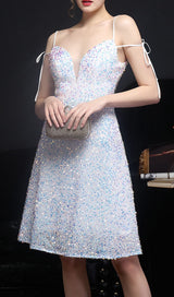 SEQUINED PLUNGE MIDI DRESS DRESS STYLE OF CB 