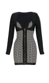 SHOULDER PADS KNITTED MINI DRESS IN BLACK styleofcb 