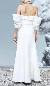 STRAPLESS SPLIT MAXI DRESS IN WHITE