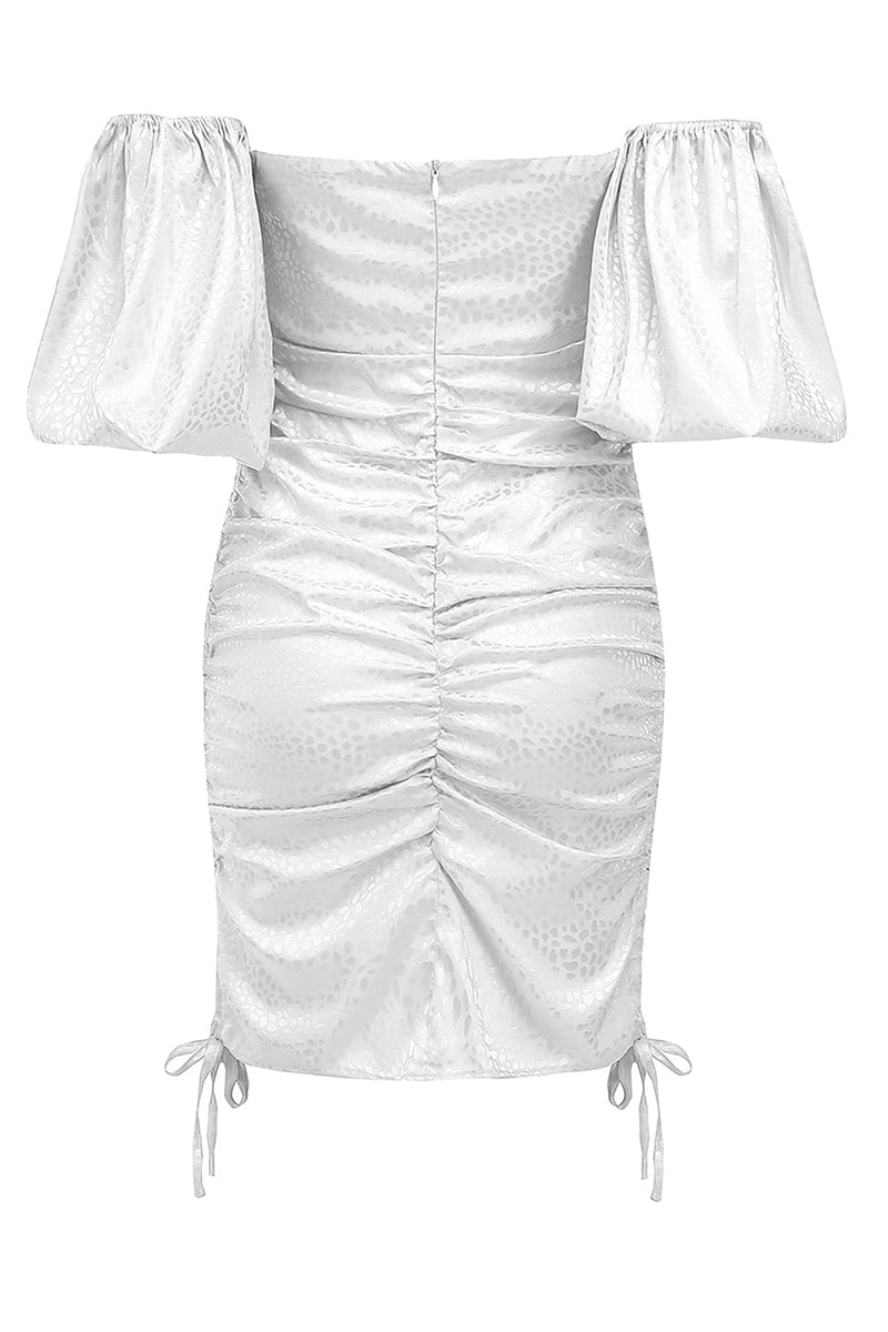 WHITE OFF-SHOULDER KEY HOLE DRESS