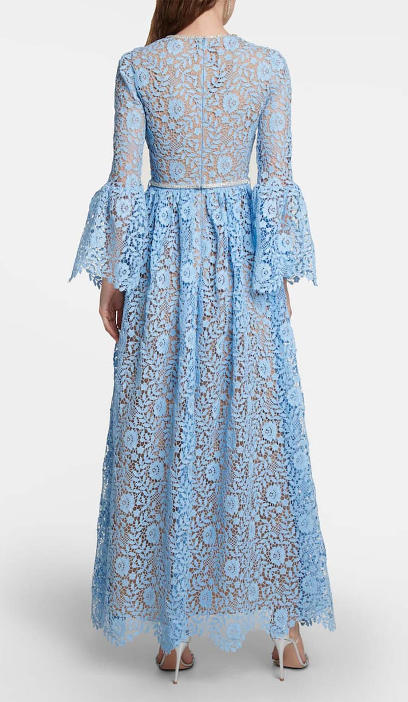 LONG SLEEVE ROSE LACE MAXI DRESS IN BLUE DRESS STYLE OF CB 