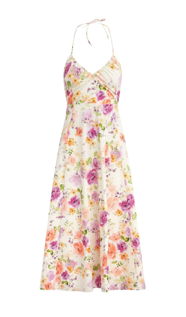FLORAL HALTER MIDI DRESS IN PINK DRESS STYLE OF CB 